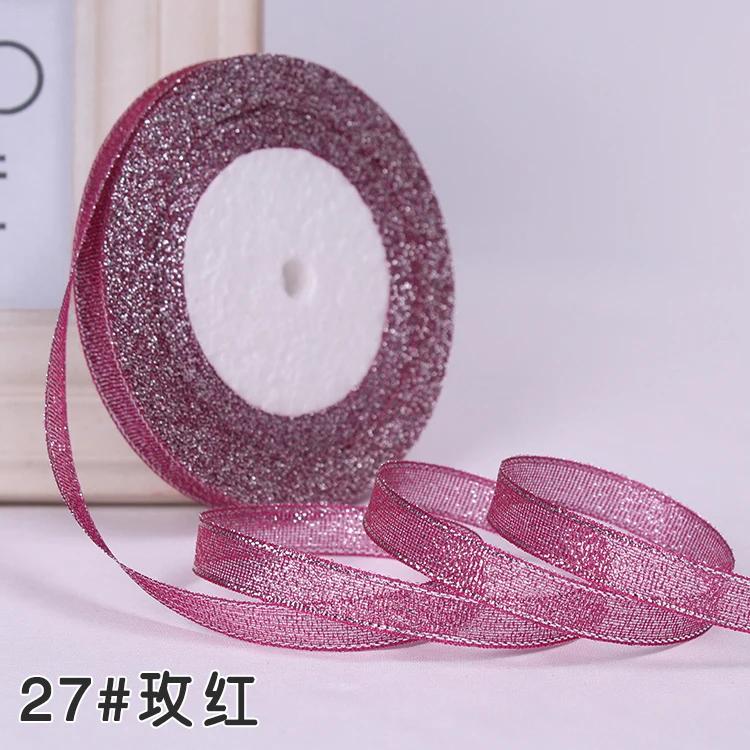 6mm 10mm 15mm 20mm 25mm 40mm 50mm 25 Jardów Złote Srebrne Brokatowe Wstążki Owijanie Prezentów Ślubnych Boże Narodzenie Halloween Impreza DIY Rękodzieło