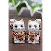 Kutani Ware Chibi Maneki-neko Gold Tri-color Pair gold-mike-F