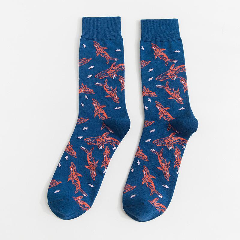 1 Pair Comfortable Cotton Men's Socks, Animal Skull Pattern, Street Fashion Trend Mid Calf Socks, Suitable for Autumn and Winter