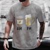Kaffee AM Bier PM Grafik T-Shirt für Herren Sommer Kurzarm T-Shirts Bierliebhaber Trinkparty Übergroße Y2k Kleidung Streetwear