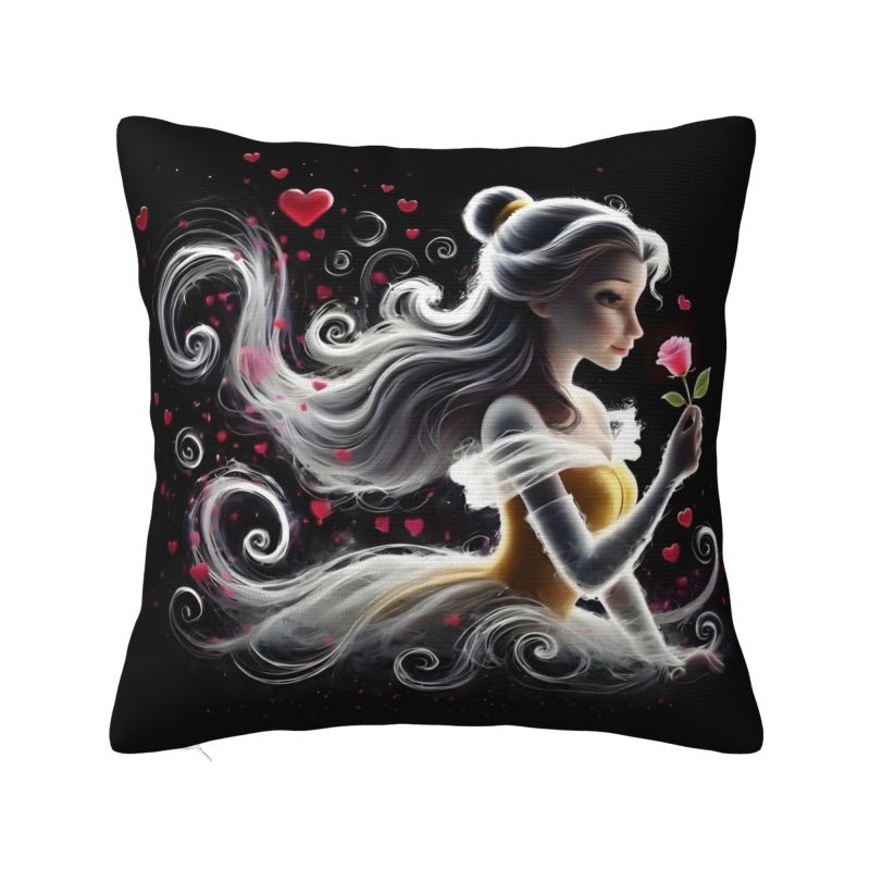 

Beauty And The Beast Cushion Covers 40x40cm Velvet Romantic Fantasy Song And Dance Movies Throw Pillow for Car Square Pillowcase 12x12Inch