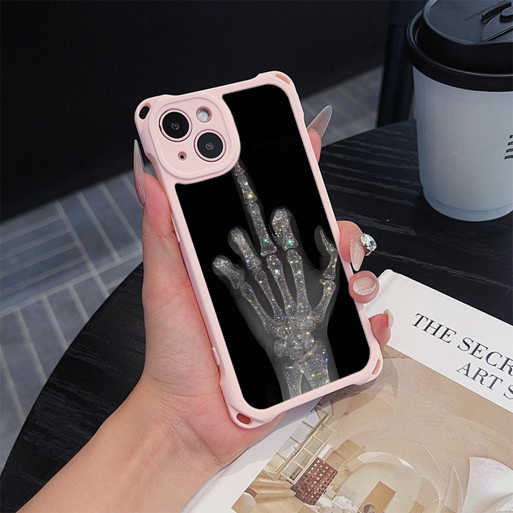 Ae80 Gesture Greeting Design Art Soft Phone Cases for iPhone 16 15 14 13 12 11 Pro Max 8 Plus XR with Wrist Strap Lanyard Corner Protection Back Cover