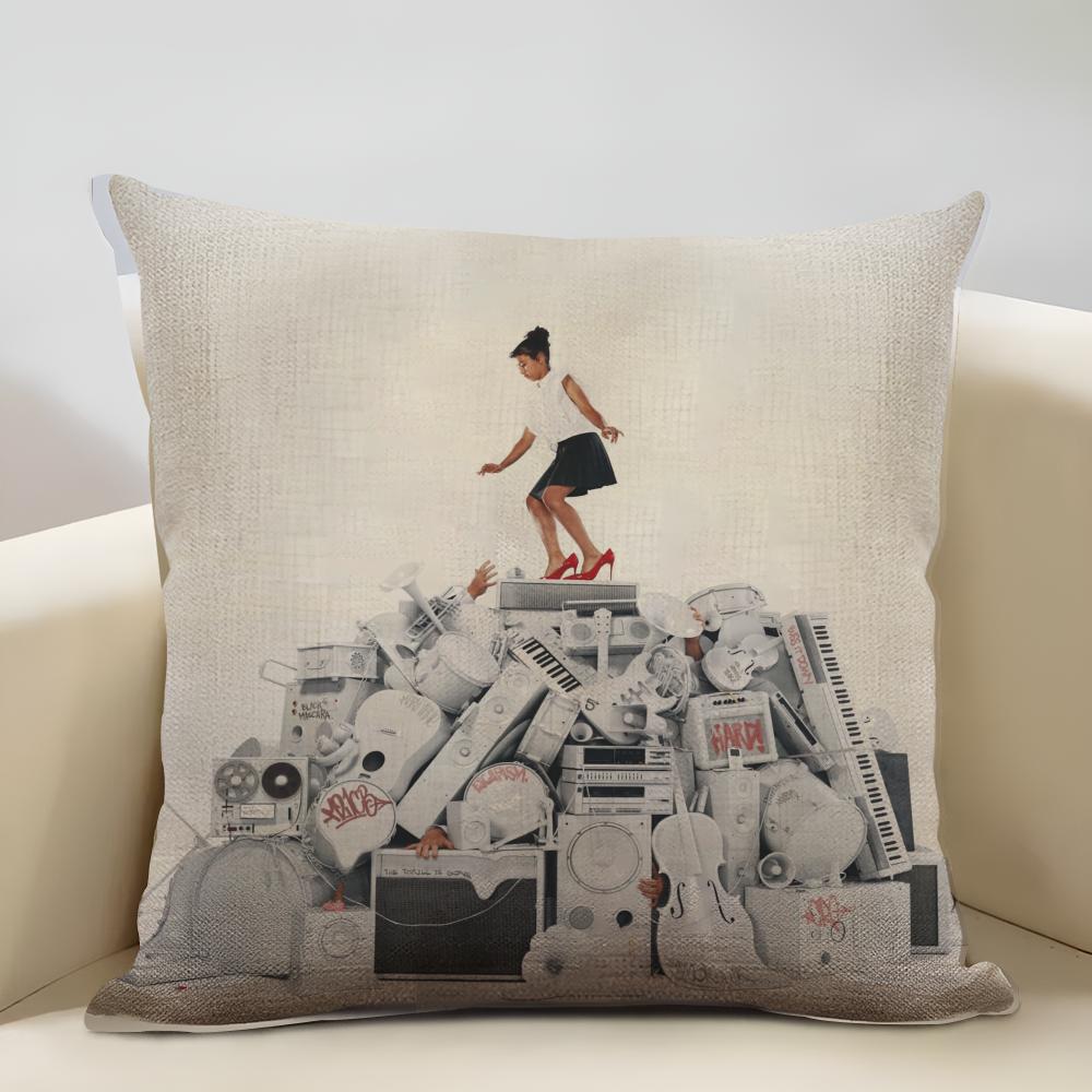 Raye Album Cushion Cover Household Decoration Linen Sofa Cushion Cover: Skin-Friendly & Breathable with Invisible Zipper