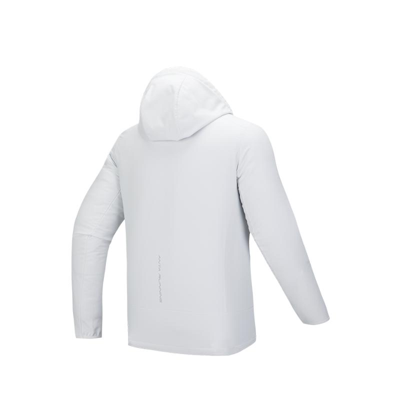 Anta Running Series Solid Color Zip Hooded Comfortable Breathable Versatile Casual Windbreaker Men Outerwear Sand-Gray 952515604-2