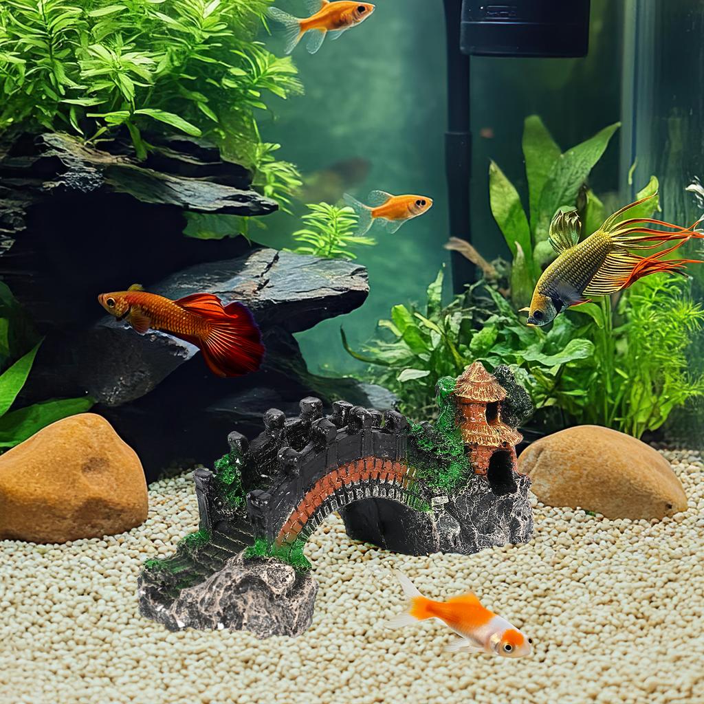 Aquariumdeko Kleine Bogenbrücke 14x5x6cm Falsche Felsbrücke Aquariumdekorationen Wassergras Landschaftshintergrund 1-2 Stück