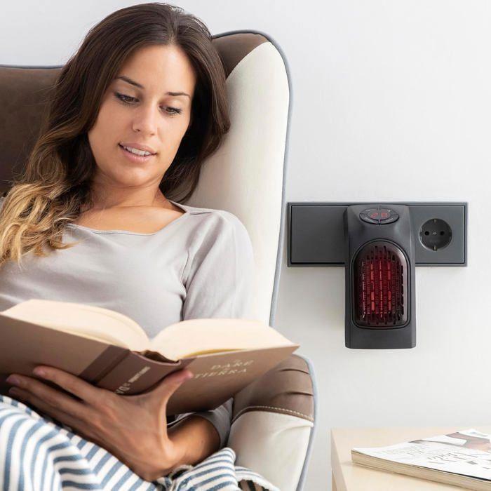 Chauffage d'appoint - CELLUSTOP - Radiateur soufflant - 400 W - Minuterie programmable - Compact et léger