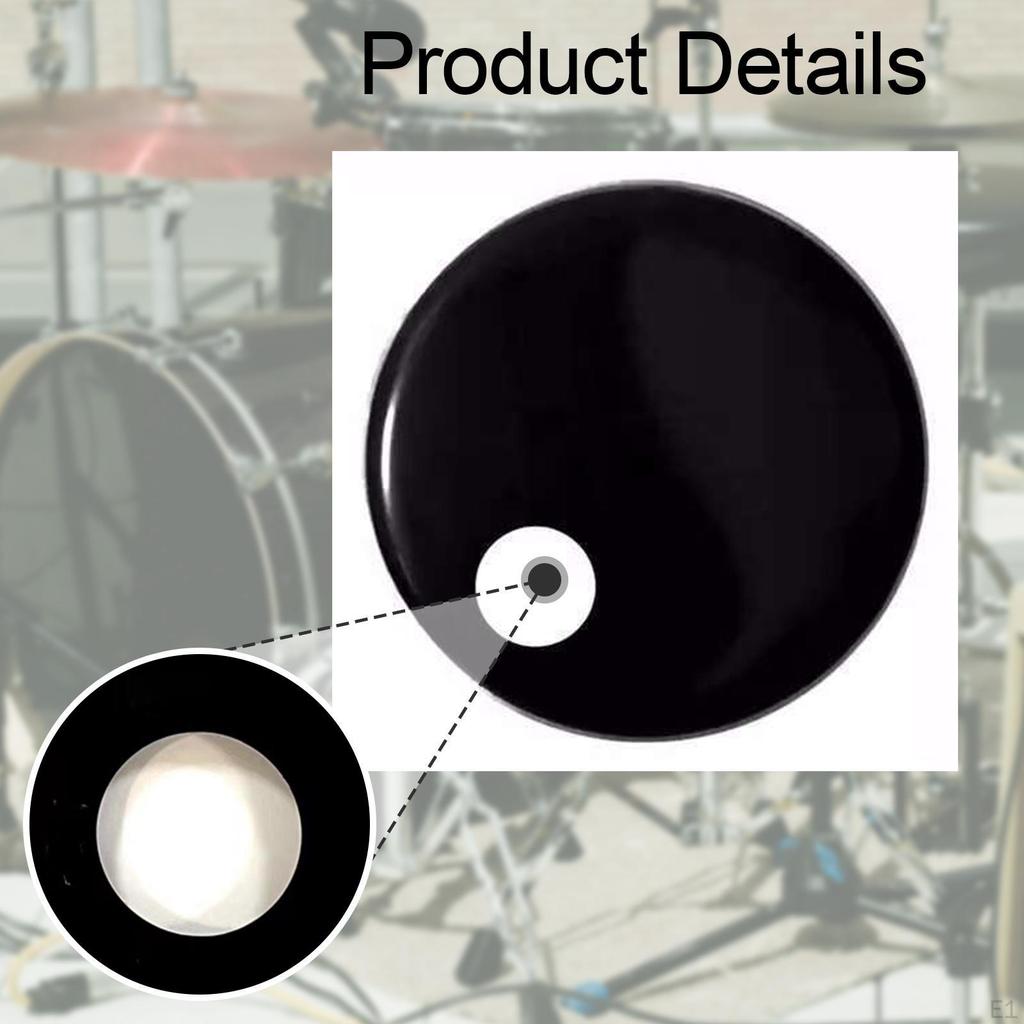 Resonant Bass Drum Head Black Drumhead Metal Smooth,Professional,Replacement Part,Good Sound Sturdy