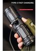 Powerful White Laser Flashlights Telescopic Zoom Tactical Spotlights Rechargeable Outdoor Torch With Tail Light Built-in Battery
