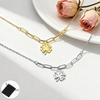 Customized Name Text Lucky Clover Necklace Stainless Steel Fashion Clover Clavicle Chain Lucky Valentine's Day Gift