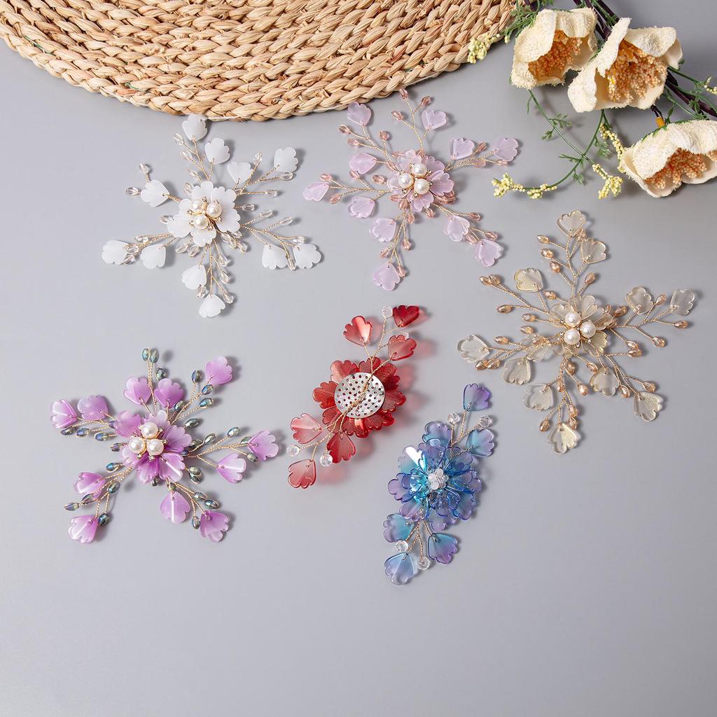 Ancient-Style Handmade Crystal Pearl Flower Hairpin for Hanfu