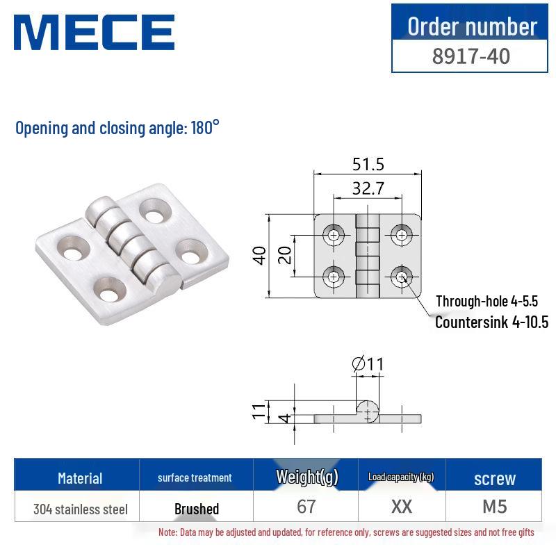 304 Stainless Steel Thickened Cabinet & Wooden Door Hinges
