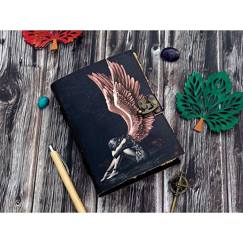 Leather Journal Fery Notepad For Men Women 7×5 Handmade Decle Edge Pepar Blank Spell Book Traveling Sketchbook Notebook Dairy With Loc