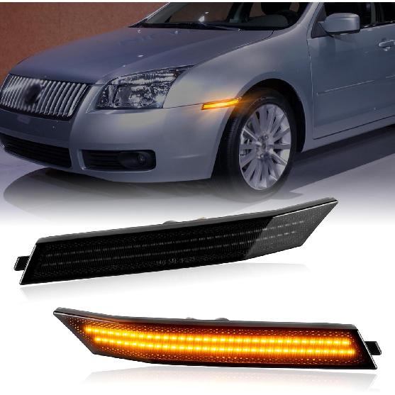 Gempro LED Front Bumper Side Marker Lights for Ford Fusion 2010-2012 Parking Signal Lamps Ford Fusion Accessories, Amber Light Smoked Len, 2PCS