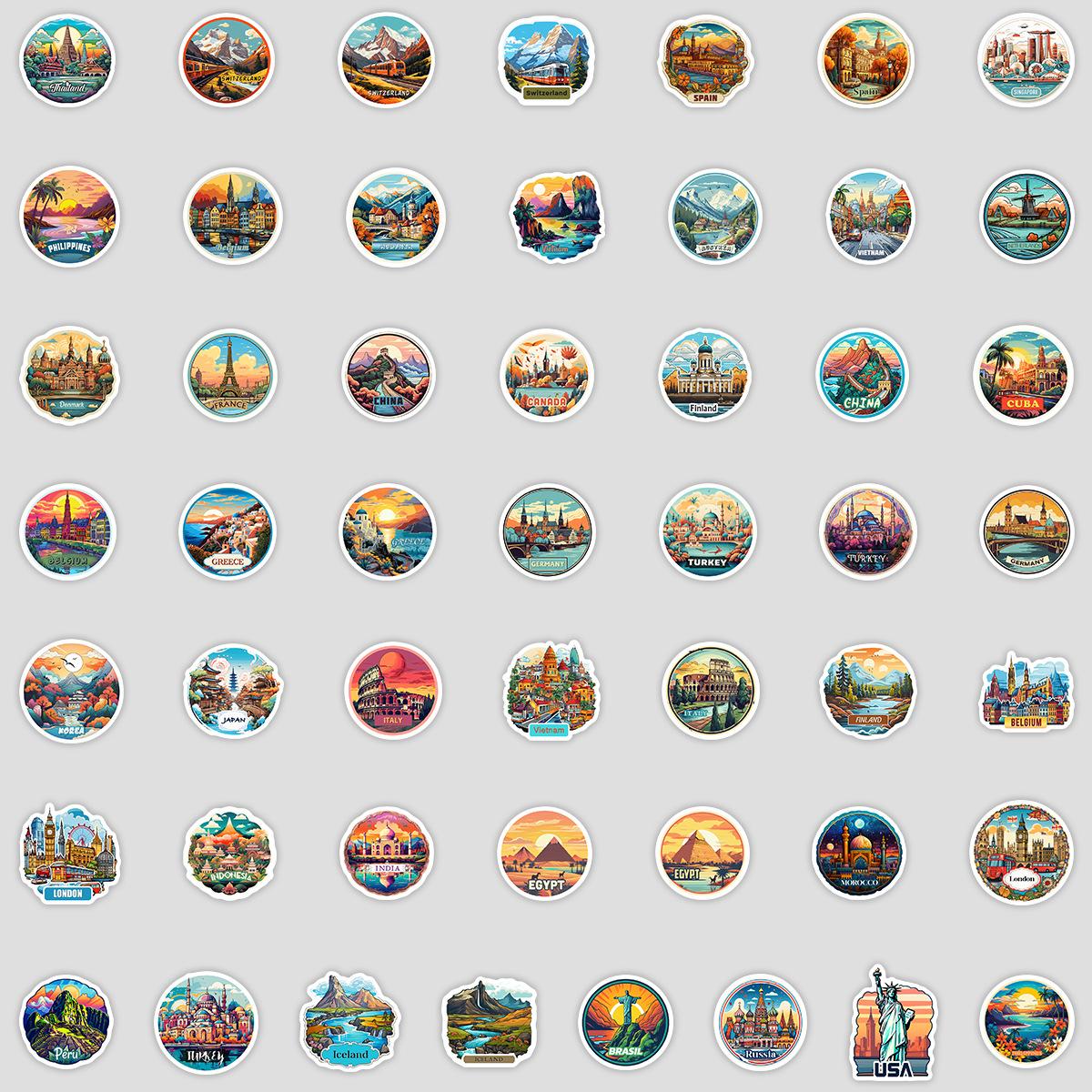 

50 Новых Скандинавских Наклеек Граффити с Достопримечательностями, Водонепроницаемые Декоративные DIY Наклейки для Мобильного Телефона, Компьютера, Чемодана