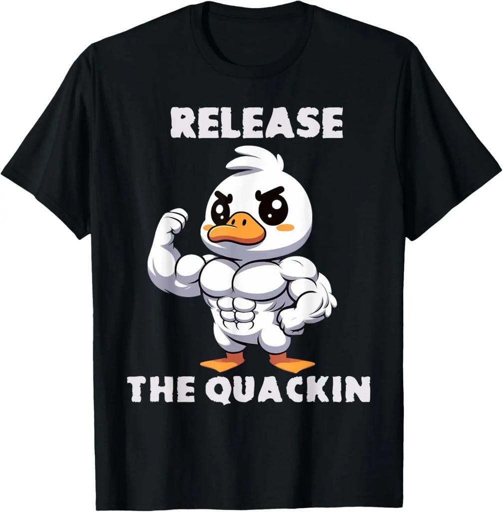 Release The Quackin Duck Gym Weightlifting Bodybuilder T-Shirt Graphic T Shirts women and man Clothing  Streetwear Camisetas