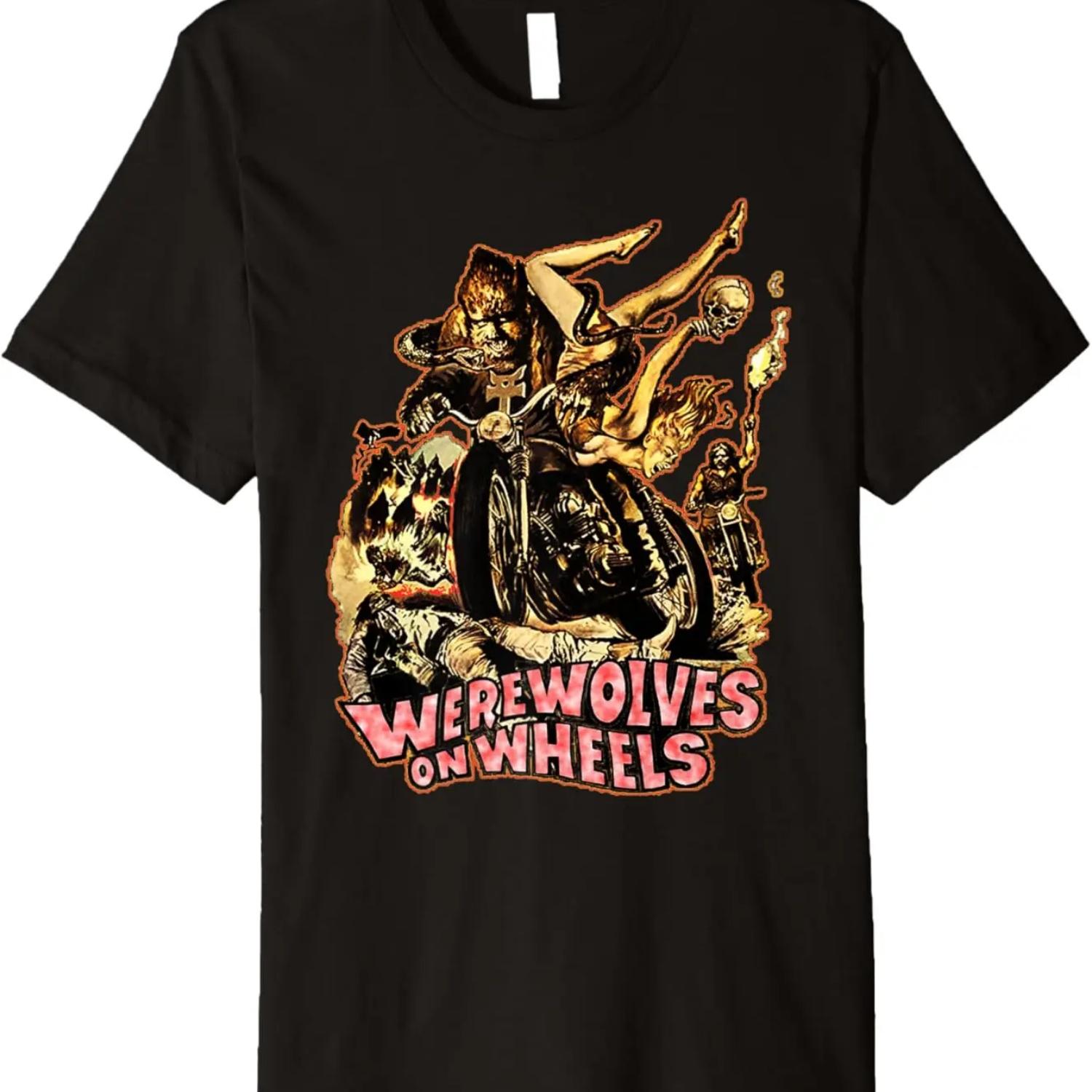 Vintage Horror Werewolves on Wheels Werewolf Biker Premium T-Shirt S
