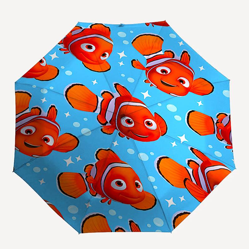 Disney Nemo, Clownfish Automatic Open/Close Umbrella - Cute Umbrella with Cute Design, Portable 3-Fold Compact Umbrella for Men & Women, Val