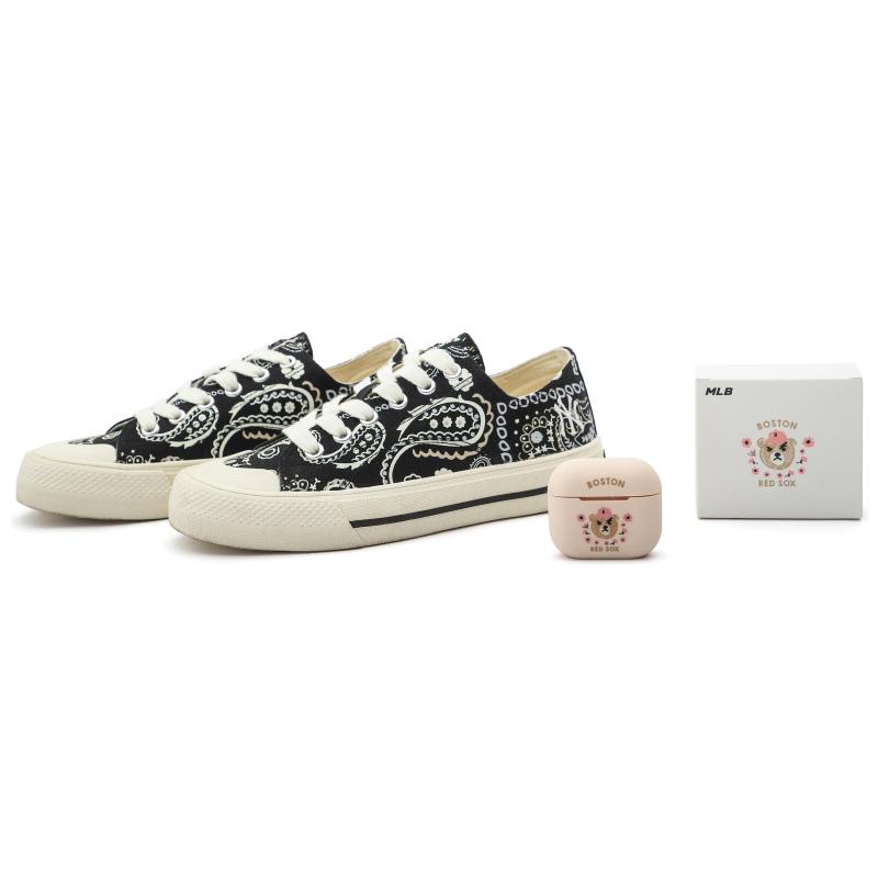 MLB Playball Canvas Shoes Unisex Low top Black,White Sneakers 3ACVVP12N-50BKSZHT