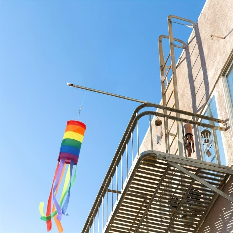 Rainbow Column Windsock Flag Fly Outdoor Hangings Colorful Garden Decorative Flag with Rainbow