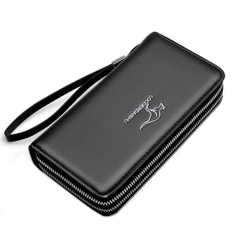 Men's Leather Wallet Large Capacity Billeteras Para Hombre Double Zipper Men Clutch Bag  Male Business Wallet