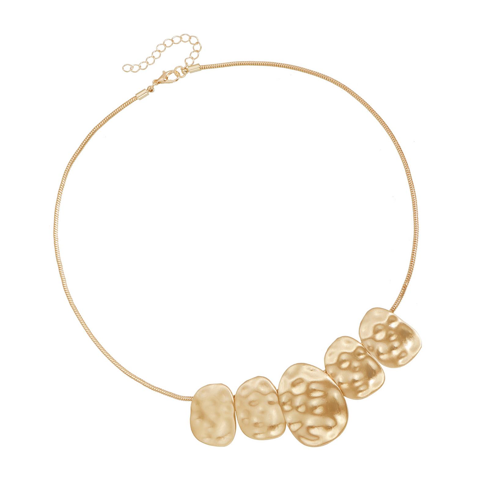 

Fashionable Short Chain Necklace With Irregular Metal Plate Textured Detailing Everyday Wear Jewelry Accessory золотий