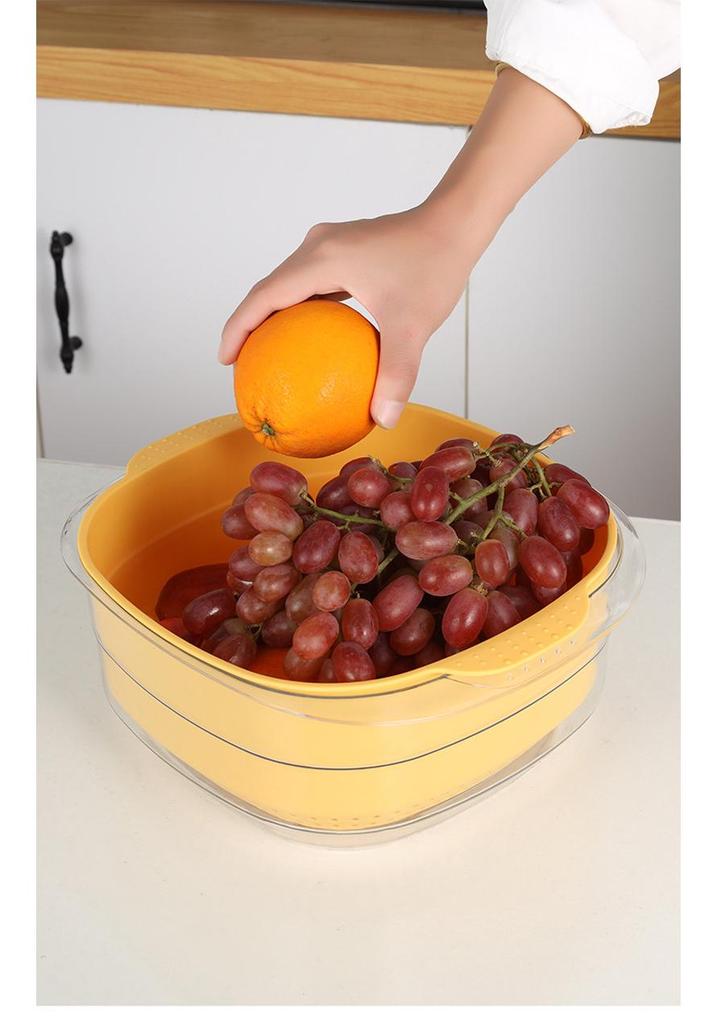 Transparent PET Plastic Multi-purpose Draining Basket - Drop-Resistant, Dustproof, Ideal for Vegetables & Fruits