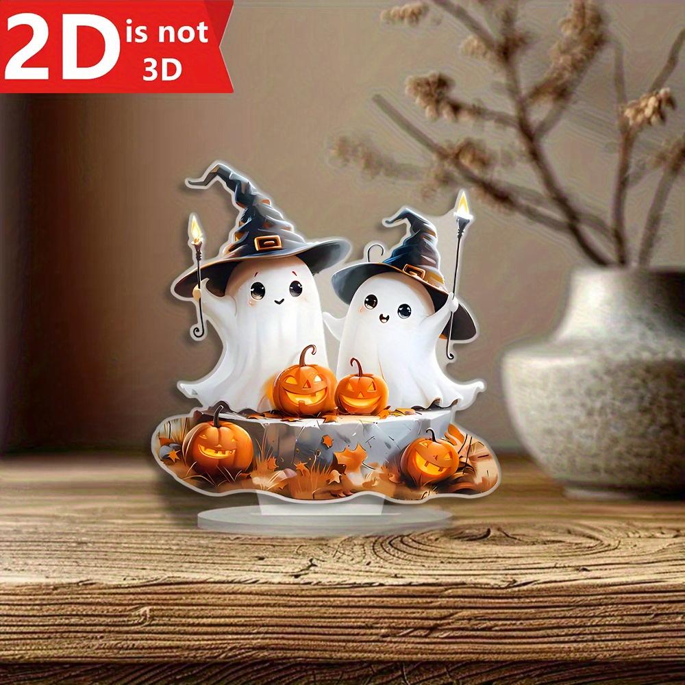 

Bohemian Ghost & Witch Hat Plaque. Halloween desk decor for home, room, cafe & office. чистый