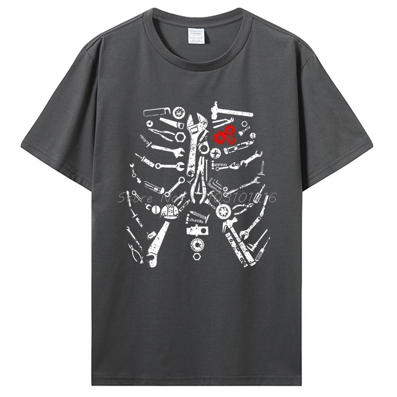 Mechaniker Skelett T-Shirt Handwerker Mechaniker Werkzeuge Lustige Unisex Oberteile Baumwolle Kurzarm T-Shirt Herrenbekleidung Übergroße T-Shirts