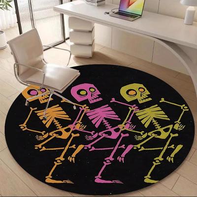 1PC Skeletoons Skeletons Office Round Area Rug, Mat Suitable For Office, Under Office Chairs Bedroom Living Room Home Decor, Room Deco