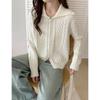 Autumn Winter Twist Zipper Cardigan Women Sweater Jacket Fashion Loose Casual Thickened Knitted Coats Lapel Solid Color Long Sleeve Elegant Clothing