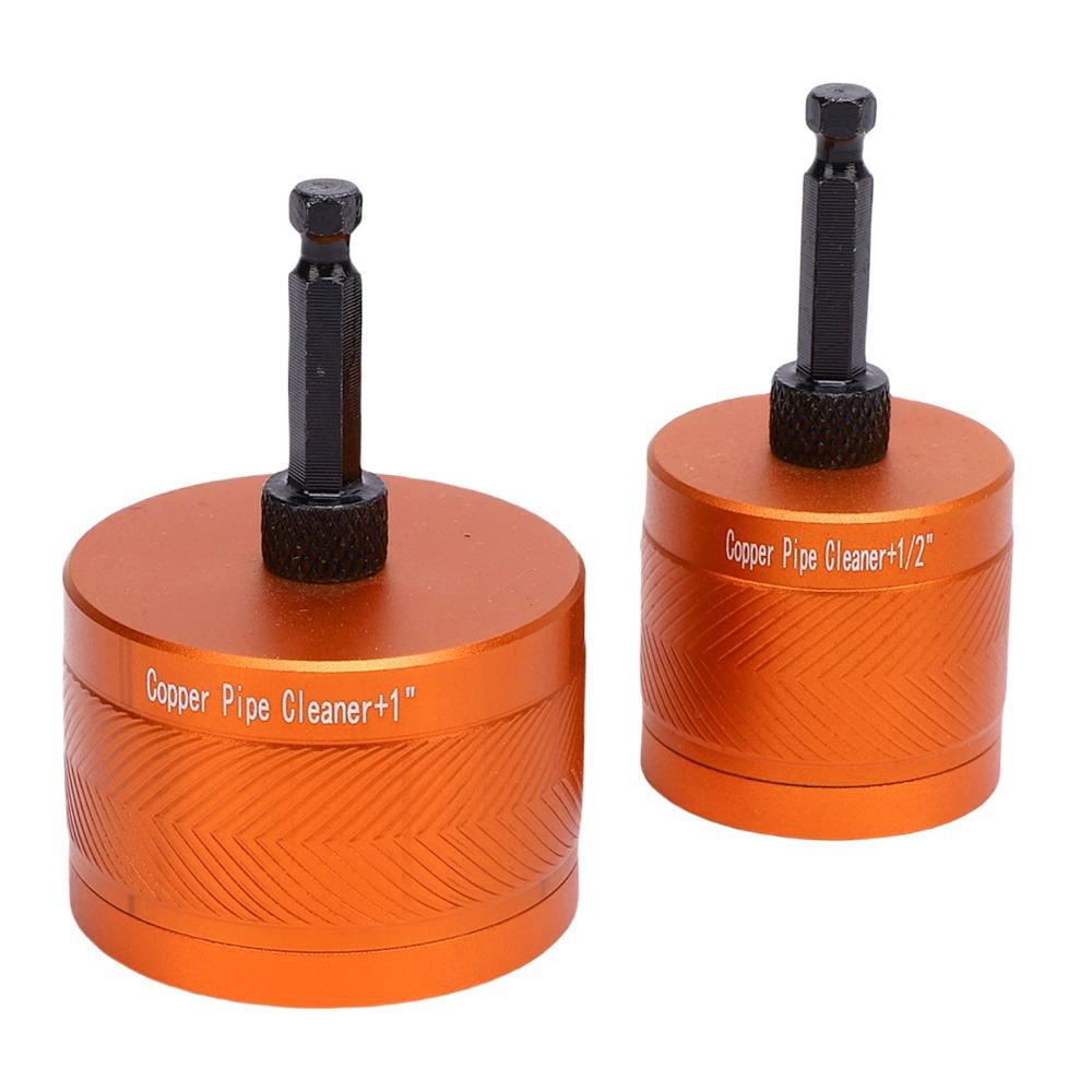 2pcs Aluminum Alloy Metal Pipe Cleaner Orange Copper Pipe Cleaning Tool Plumbing