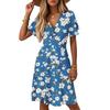 Women's Summer Fashion Floral Print Dress Casual Beach A-Line V-Neck Loose Sundress