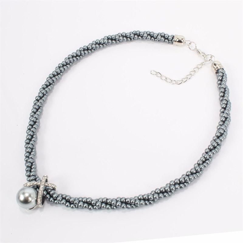 Imitation Pearls Multiple Woven Necklace for Women Fashion Short Choker Necklaces GZW