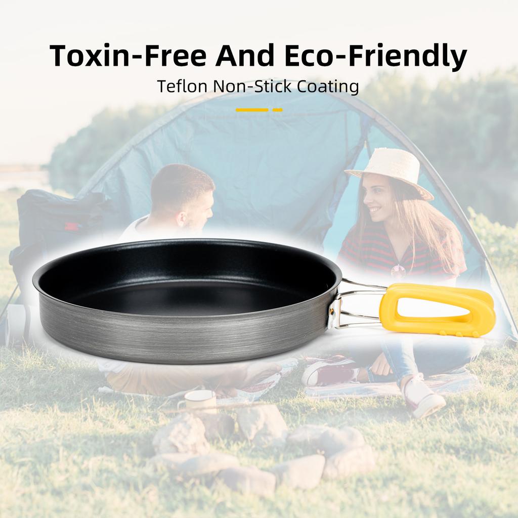 Non-Stick Frying Pan Aluminum Alloy Medium with Folding Handle Idl for Outdoor Camping Picnic Hiking Compact and Sy To Carry Camp Skillet