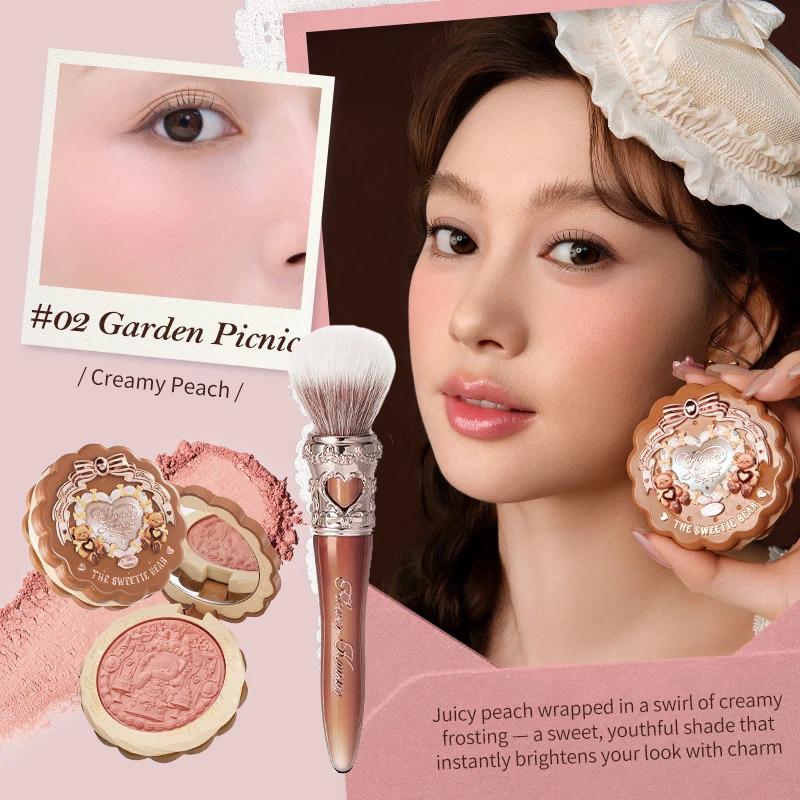 FLOWER KNOWS THE SWEETIE BEAR Rouge Seiden-Satin-Rougepuder Für Wangen Kontur Gesicht Für Ein Natürliches Mattes Finish Veganes Make-up
