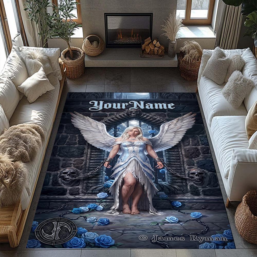 Gothic Illustrations Customize Your Name Floor Rug Office Rug Design for Dining Room Playrooms Outdoor Bedrooms Antislip Carpet Office home decor