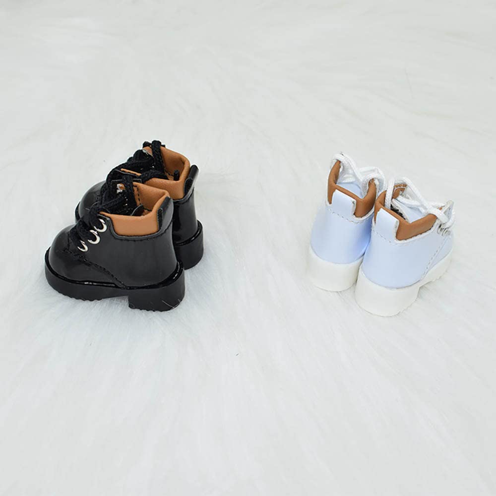 niannyyhouse 15cm Plush Shoes, 16 BJD Doll, High-Heeled Leather Shoes, 5cm Shoe Length, Dress-Up, Cotton Doll, Accessories (Black)