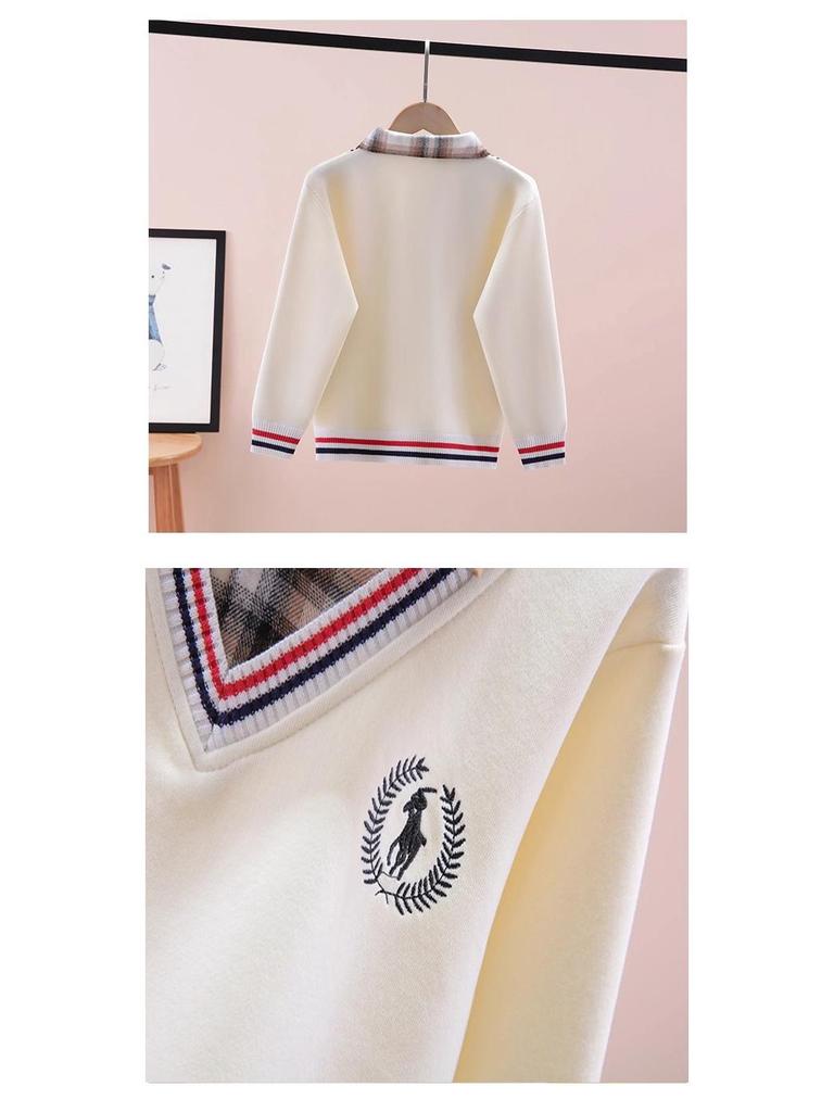 Boys' Autumn/Winter Fake Two-Piece Fleece Pullover Long-Sleeve T-Shirt