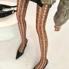 Elegant Fishnet Pantyhose High Elasticity Hollowed Textured Lace Tights for Ladies Aesthetic Patterned Mesh Stockings