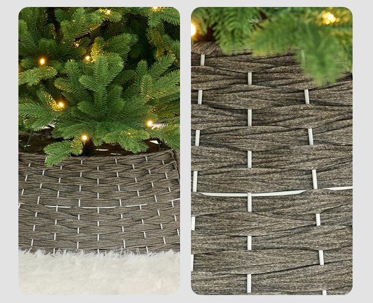 Woven Rattan Christmas Tree Skirt & Base Decoration