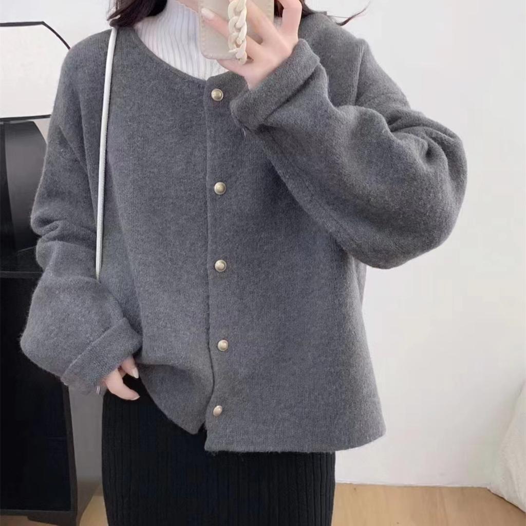 YYFS Damemote Uformelt Høst Vinter Ensfarget trykk Langermet O-hals topper Dameklær Ullstrikkede gensere