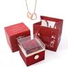 Personalized Couple's Names Heart Necklace Custom Jewelry Rotating Preserved Rose Box For Women Wife Valentine's Day Gift