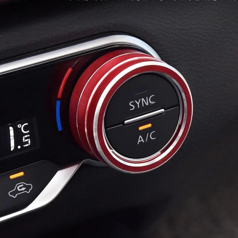 4Pcs/Set Red Air Conditioning Switch Knob Cover Trim For Nissan Teana Altima   Aluminum Alloy Car Interior Accessories