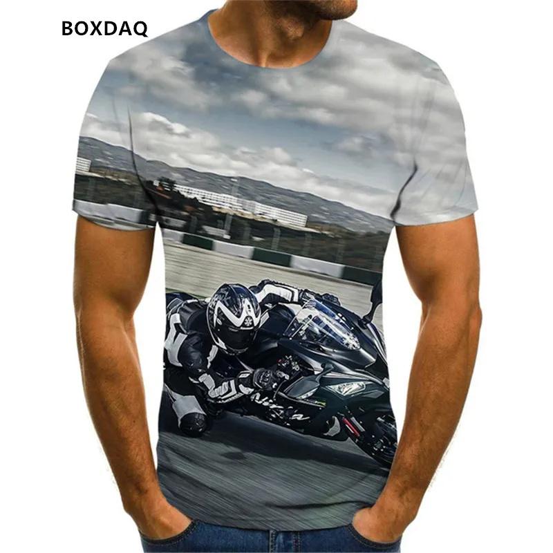 Men's Motorcycle Cool Racing Driver T-Shirts Summer Short Sleeve 3D Print Moto & Biker Street Style Male Tees 6XL Plus Size Tops