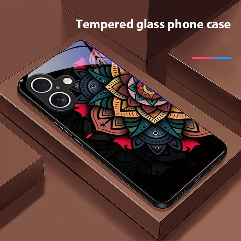 Luminous Black Lotus For Apple IPhone 16E 16 E 11 13 15 P Ro 14 Pro Max 12 Mini 7 8 Plus XR XS Black Tempered Glass Phone Case