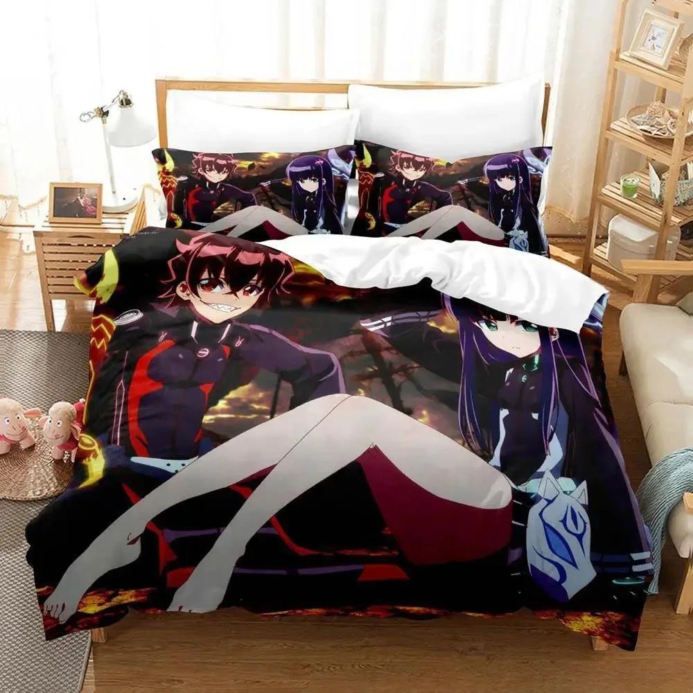 Home Textiles Twin Star Exorcists Bedding Set Cartoon Anime three-piece set Adult Kid Bedroom Duvet cover Sets 3D Kawaii Girl