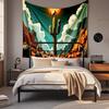 Boho Chic Wall Tapestry With Moon Phase Floral Starry Sky Design Bedroom Yoga Studio Decor