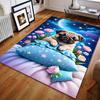 Pug Under The Stars Creative Print Carpet for Living Room Bedroom Bedside Sofa Table Floor Mat Home Area Rug Decor for Gifts