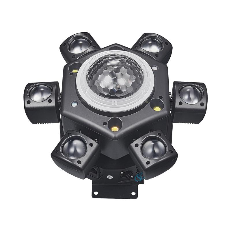 6 Arms LED Moving Head Light RGBW 4 In 1 Party Disco Ball Light Stage Effect Strobe Light DMX512 Remote Control For DJ Bar