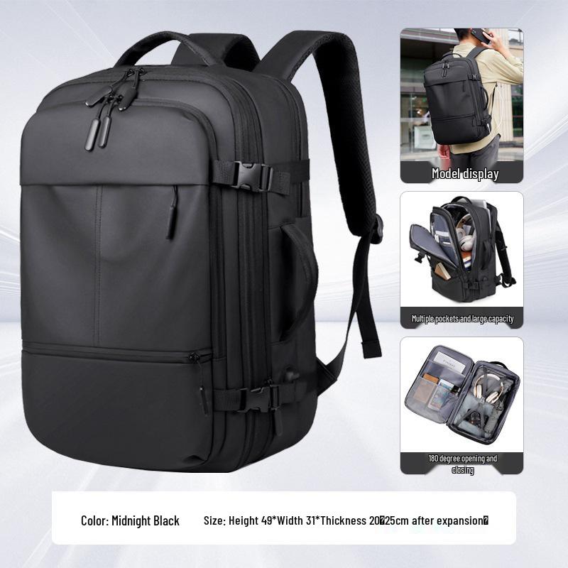 Expandable Fashion Backpack: High-Capacity Cross-Border Unisex Design for Business, Travel, and School